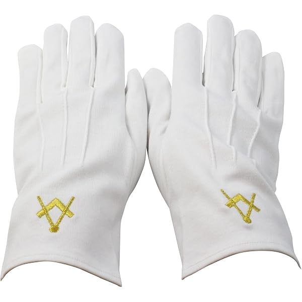 Gants Maçonnique 100% Coton - Broderie G | Mixte | Cérémonie Ou Quotidien