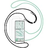 Handykette Hülle für Honor 70 (6,67") + Displayschutzfolie (2 Stück), Transparent Weich Silikon TPU Necklace Hülle, Kamera Sc
