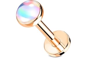 Stachelkleid Labret Piercing Opal Chirurgenstahl 316l 1,2mm Größe Ohrstecker Helix Tragus Nasenpiercing Universalpiercing Lippenpiercing Innengewinde Farben 6/ 8mm Lang