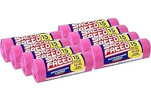 EFFENNE GROUP 120 Sacchi Spazzatura Rosa, Sacchetti Plastica con Manici a Shopper, 55x65cm, Sacchetti Trasparenti Super Resistenti, Sacchetti Spazzatura, Raccolta Differenziata, Raccolta Differenziata Esterno