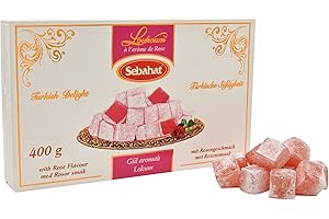 GÜDSTUF Sebahat Turkish Delight Lokum in Gift Box (Rose Flavour, 400g) 24 Pieces