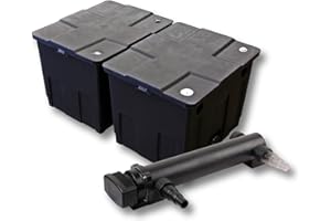 SunSun Kit Complet: CBF-350B Filtre de Bassin jusqu'à 60000 L Biologique, CUV-324 Lampe UV UVC Clarificateur avec 24 Watt Puissance UV-C
