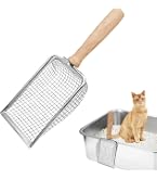 Paletta Per Lettiera Per Gatti In Acciaio Inox - Con Fori Da 5 Mm, Manico In Gomma Antiscivolo, Facile Da Pulire (26 X 10.7 Cm)