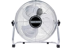 TOUGH MASTER Trommellüfter Industrieller Bodenventilator Hochgeschwindigkeit mit verstellbarem Kopfneigungswinkel für Zuhause, Gewerbe, Büro, Lager, Werkstatt, (12 Zoll)