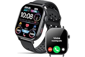 Jugeman Orologio Smartwatch GPS Uomo Donna, 2.06" AMOLED 5ATM Smartwatch con Chiamate, 110+Modalità Smart Watch con Contapassi/Sonno/Cardiofrequenzimetro, Sportivo Fitness Tracker per iOS Androd Nero