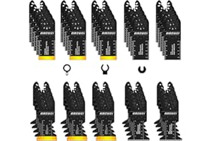AMZWEI 50PCS Titanium Multi Tool Blades,Universal Oscillating Multitool Blades for Wood Plastics Metal Cutting,Quick Release Oscillating Tool Accessories Compatible with Dewalt Milwaukee Ryobi Rockwell