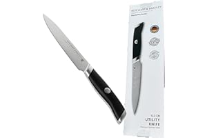 STEWART & BRADLEY 12.5cm/5inch Utility Vegetable Knife. Full Tang, Razor Sharp, Ultra Fine Highly Tempered German Steel 4028, Precision Diamond Sharpened Small Kitchen Knife