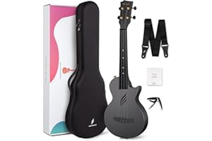 Ukulele Concerto Enya Nova U 23 pollici ukelele kit per principianti e Professionale con tutto il corpo in fibra di carbonio,borsa imbottita,tracolla,capotasto,corde di scorta(nero)