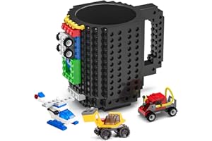 DAYMOO Brick Mug,Tasse à Café Compatible Avec Lego,Mug Noel,Cadeau Original Anniversaire rigolo Homme Papa Amie Garçon Fille,Idee cadeau Noël,Pâques,Halloween,Le noir