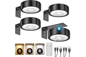 TEDMOS Apliques LED Interior para Cuadros Recargable USB, 2600mAh Lampara Pared Sin Cable con Mando Foco LED Cuadro Pilas Luz LED Adhesiva Vitrina Lampara Sin Electricidad con Magnetica para Imagen Armario