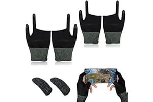 BAYINBROOKSilberfaser Schweißfeste Fingerhandschuhe Touchscreenhandschuhe Daumenfingertasche für PUBG-Handyspiele atmungsaktiv、rutschfest、ultradünn (2Paar)