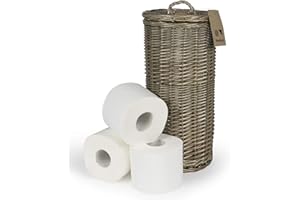WRENBURY Wicker Toilet Roll Basket - Holds 3 Rolls Antique Willow - Traditional Toilet Roll Storage - Small Bathroom Storage Basket