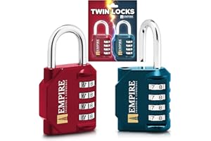 EMPIRE TRADING & COMMERCE Empire Pack of 2 Combination Padlock, 4 Digit Padlocks with Code, Heavy Duty Weatherproof Outdoor Locker Padlocks for School, Gym, Cabinet, Garage, Gate, Tool Box (Red & Blue)