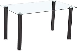 HomeSouth duehome Mesa de Comedor Negra, Mesa de Cristal para Cocina, Medidas Mesa Moderna salón: 140 cm Largo x 80 cm Ancho x 75 cm Alto