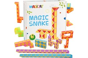 Magicat 6 Serpenti magici | Giocattolo cubo Magico Twist Puzzle, 6 Pezzi à 24 Blocchi, Costruzione Diversi Oggetti per Bambini e Adulti