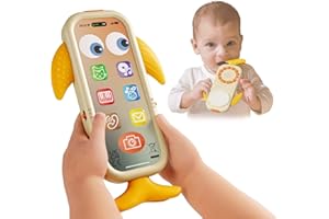 TUMAMA Jouet Téléphone Bébé,Rechargeable Téléphone Enfant 18 Mois Jouet Téléphone Baleine avec Sons, Chiffres et Lumières Bebe Téléphone Educatif pour 1 an et + Filles Garçons,Jaune