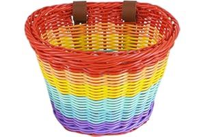 FADCAER Kids Bicycle Basket Rainbow Bike Basket Cute Bicycle Handlebar Basket Cycling Baskets Front Basket with Straps Bike Accessories for Boys Girls Bicycle Trike Scooter Balance Bike