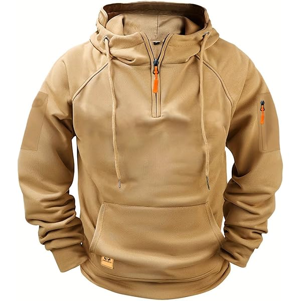 Men's Tactical Zip-up Hoodie, Casual Outdoor Fleece Sweatshirt With