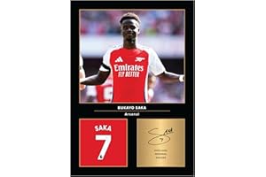 Icons Wall Art Photo imprimée A4 signée de Bukayo Saka - Cadeau pour les fans d'Arsenal - Signature, sans cadre