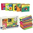 Mumoo Bear Baby's First Non-Toxic Soft Cloth Book Set - Squeak, Rattle, Crinkle,Colorful - Pack of 6