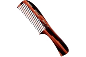 Kent 10T Large Handled Rake Comb 205mm - Wide-Tooth Detangling Comb for Women, Cellulose Acetate Handled for Wet or Dry Hair with Gentle Rounded Teeth