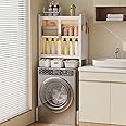 DAYONG Over Washing Machine Storage Rack, 3-Tiers Drum Washer Dryer Stand Shelves, Bathroom Balcony Organizer Rack Laundry Shelf for Space Saving (White, Double Doors 3-Tier)