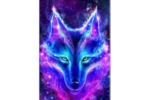 NAIMOER Diamond Painting, Broderie Diamant Kit Complet Loup Peinture Diamant 5D Canevas Point de Croix Kit pour Adulte Tableau Strass Diamant Mosaique Loisirs Créatifs pour Décoration Murale 30X40cm