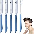 Beard Mustache Straight Edge Razors,5 PCS Beard Straight Edge Razor,Men's Beards Edgers Trimmer,Eyebrow Razor Beard Shaping Tool for Facial Hair Fuzz Remover,Replacement for Travel Grooming Styling