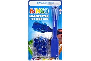 DiPrint Baguette magnétique de bingo avec 100 jetons de bingo (bleu) - Version améliorée