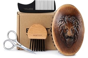 ‎BESTOOL BESTOOL Bartbürste und Kamm Set für Männer, Bart Bürste für die tägliche Bartpflege, Holzsockel Wildschweinborsten Bartbürste, tolle Geschenke für Herren
