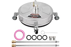 XiaoXIN Lavadora a presión de 46 cm/18 Pulgadas, Limpiador de Superficies, Carcasa de Acero Inoxidable, Accesorio de Lavadora a presión con Conector rápido de 1/4 Pulgadas, 4 Ruedas, 2 boquillas, 2 v