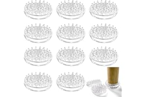 Spiked Caster Cups, KITERI 12 Pack Carpet Protectors Round Furniture Caster Cups Transparent Plastic Caster Cups Spiked Furniture Cup Carpet Savers for Sofas Tables Chairs, 50mm Diameter