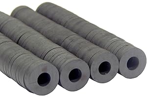 PERLIN 100 Imanes de Ferrita 17 mm x 3 mm para Manualidades y Decoración, Accesorios Magnéticos Forma de Rosquilla, Color Negro