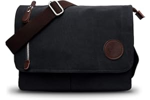 CHEREEKI Borsa Tracolla, Borsa a Spalla in Tela da Uomo con Più Tasche per Lavoro, Scuola, Uso Itinerante e Quotidiano (Per Laptop da 13.3 Pollici)