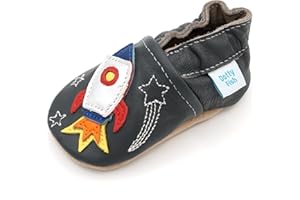 Dotty Fish Chaussures pieds nus unisexes en cuir pour bébés et enfants - Antidérapantes, souples, légères et respirantes. Animaux du zoo et de la jungle. Garçons et filles. 0-5 ans. Marque britannique