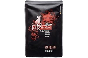 キャッツファインフード catz finefood Purrrr kurczak monoproteina karma dla kotów mokra nr 103, dla kotów wrażliwych na odżywianie, 70% zawartości mięsa, worek 85 g