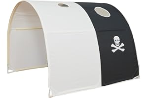 Homestyle4u Łóżko tunelowe dla dzieci z czarnym wzorem, drewno, jeden rozmiar