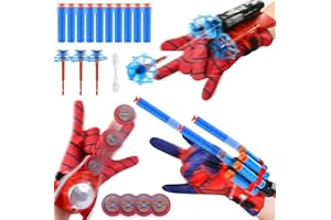 WYFDCZZP Spiderm Guanti per Bambino,Guanti Maschera Spiderm Spara Ragnatele Launcher Set,Giocattolo da Polso Web Launcher Toy,Giochi Bambino 5-10 Anni (D)