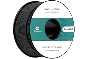Abma Cord Cuerda Elástica 2mm x 30m Hilo Elástico Redonda Cordón Elástico Cuerda de Goma para Manualidades, Sombreros de Fiesta, Costura, Abalorios, Camping - Negro