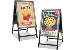 Newzealkids A2 Cartel publicitario para acera Soporte para carteles de doble cara Cartel publicitario de aluminio para acera con marco a presión para publicidad exterior, negro