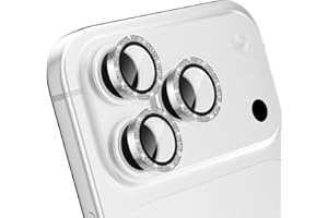 CloudValley Pellicola Protettiva Per Obiettivo Della Fotocamera Con Glitter Per iPhone 17 Pro/iPhone 17 Pro Max, Vetro Temperato HD Antigraffio, Anello Metallico Infrangibile, Argento Glitterato