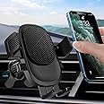 VELIGOOD Car Phone Holder, Air Vent Phone Mount [Metal Hook Clip] Strong Stability Compatible with iPhone 16 15 14 13 12 11 Samsung S22 S21 All Smartphones (Black)