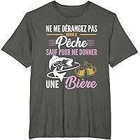 T-shirt noir pour hommes, avec Logo de pêcheur drôle, bateau, poisson, économie d'eau, bière, boisson - France