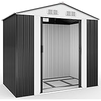 Deuba XL Metall Gerätehaus 2,4m² mit Fundament 210x132x186cm Schiebetür Anthrazit Geräteschuppen Gartenhaus Schrank 4…