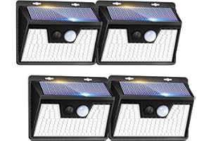 kolpop Luz Solar Exterior Potente, [4 Paquete/140 LED] Focos led exterior solares 3 Modos, Luz solar exterior con sensor de movimiento Impermeable IP65 Luces solares led exterior jardin para terraza