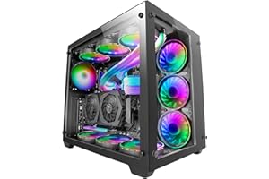 MARSGAMING Mars Gaming MCV3 Schwarz, Custom XXL E-ATX Gaming Tower, Front und Seitenfenster Gehärtetem Glas, Dual Chamber Modular Frame