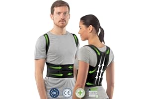 aHeal Correttore Posturale per Spalle e Schiena Medico Ortopedico - Prodotto realizzato in Europa - Fascia Posturale per Donne e Uomo - Busto Posturale Raddrizza Spalle - Taglia 1 Nero, 69-78 CM