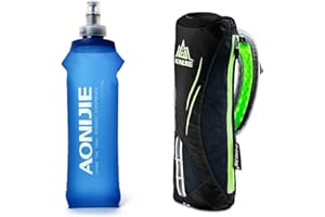 Geila Bouteille à Eau Handheld pour la Course, Bouteille à Main Grip de 17 oz avec Sac d'hydratation à Sangle, Ballon Souple BPA Sport