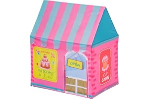 Baroni Toys Tienda de Juegos para Niños Rosa y Azul 3 4 5 6 7 Años, Casa de Juegos, Bolsa de Transporte, Tienda Juguete para Interiores y Exteriores, Casa para Niños, 100x70x110 cm