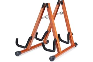 Musbeat Doppel-Gitarrenständer, A-Form für 2 Gitarren (Akustik/E-Bass/Banjo) mit Schaumpolster – starker Bodenständer für Studio & Zuhause